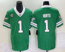 Nike Philadelphia Eagles #1 Jalen Hurts Green 4(IV) With C Patch Stitched Football Jersey