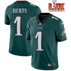 Nike Philadelphia Eagles #1 Jalen Hurts Green 24-25 Super Bowl LIX Football Jersey