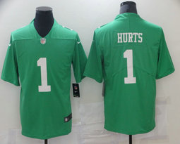 Nike Philadelphia Eagles #1 Jalen Hurts Green Rush Authentic Stitched NFL Jersey