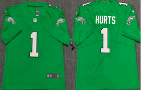 Nike Philadelphia Eagles #1 Jalen Hurts Green Throwback Authentic stitched NFL jersey