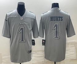 Nike Philadelphia Eagles #1 Jalen Hurts Grey Atmosphere Vapor Untouchable Jersey