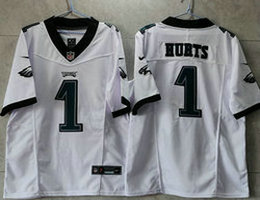 Nike Philadelphia Eagles #1 Jalen Hurts White 2023 F.U.S.E Authentic Stitched NFL Jersey