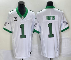 Nike Philadelphia Eagles #1 Jalen Hurts White Throwback With C patch 2023 F.U.S.E. Authentic stitched NFL jersey