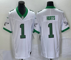 Nike Philadelphia Eagles #1 Jalen Hurts White Throwback 2023 F.U.S.E. Authentic stitched NFL jersey
