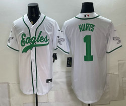 Nike Philadelphia Eagles #1 Jalen Hurts White Authentic Stitched baseball jersey