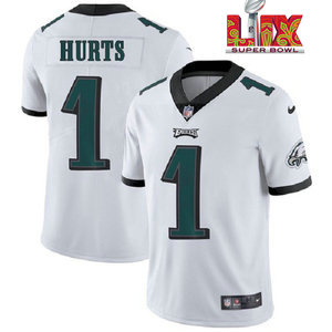 Nike Philadelphia Eagles #1 Jalen Hurts white 24-25 Super Bowl LIX Football Jersey