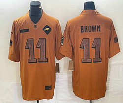 Nike Philadelphia Eagles #11 A. J. Brown 2023 Brown Salute To Service Authentic Stitched NFL Jersey