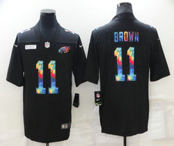 Nike Philadelphia Eagles #11 A. J. Brown Black Rainbow Authentic Stitched NFL Jersey