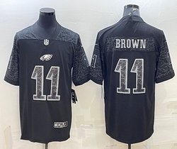 Nike Philadelphia Eagles #11 A. J. Brown Black Reflective Authentic Stitched NFL jersey