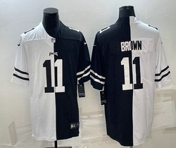 Nike Philadelphia Eagles #11 A. J. Brown Black and white Authentic Stitched NFL Jersey
