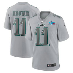 Nike Philadelphia Eagles #11 A. J. Brown Gray Super Bowl LVII Patch Authentic stitched NFL jersey