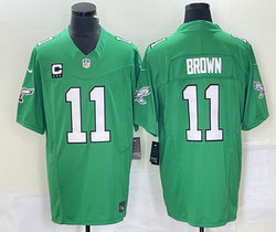 Nike Philadelphia Eagles #11 A. J. Brown Green Throwback C patch 2023 F.U.S.E. Authentic stitched NFL jersey