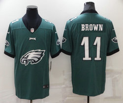 Nike Philadelphia Eagles #11 A. J. Brown Green Big Logo in front Authentic Stitched NFL Jersey