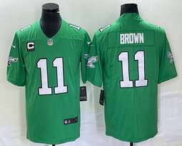 Nike Philadelphia Eagles #11 A. J. Brown Green C patch Throwback Authentic stitched NFL jersey