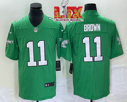 Nike Philadelphia Eagles #11 A. J. Brown Green Throwback 24-25 Super Bowl LIX Football Jersey