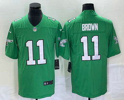 Nike Philadelphia Eagles #11 A. J. Brown Green Throwback Authentic stitched NFL jersey
