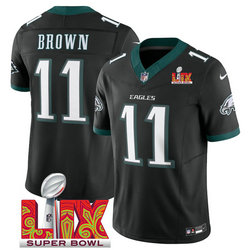 Nike Philadelphia Eagles #11 A.J. Brown Black 24-25 Super Bowl LIX Football Jersey