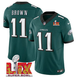 Nike Philadelphia Eagles #11 A.J. Brown Green 24-25 Super Bowl LIX Football Jersey