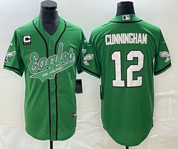 Nike Philadelphia Eagles #12 Randall Cunningham C patch Green 2(II) Joint baseball jersey