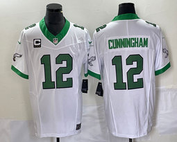 Nike Philadelphia Eagles #12 Randall Cunningham White Throwback C patch 2023 F.U.S.E. Authentic stitched NFL jersey