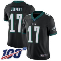Nike Philadelphia Eagles #17 Alshon Jeffery With NFL 100th Season Patch Black Vapor Untouchable Authentic Stitched NFL Jersey
