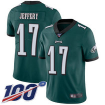 Nike Philadelphia Eagles #17 Alshon Jeffery With NFL 100th Season Patch Green Vapor Untouchable Authentic Stitched NFL Jersey