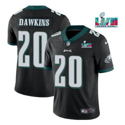 Nike Philadelphia Eagles #20 Brian Dawkins Black Super Bowl LVII Patch Authentic Stitched NFL Jersey
