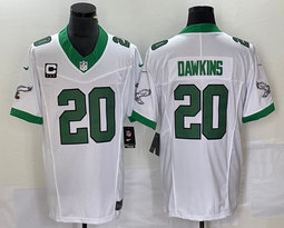 Nike Philadelphia Eagles #20 Brian Dawkins White Throwback C patch 2023 F.U.S.E. Authentic stitched NFL jersey