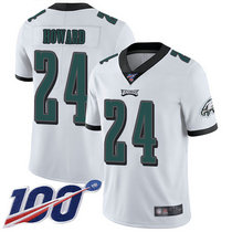 Nike Philadelphia Eagles #24 Jordan Howard With NFL 100th Season Patch White Vapor Untouchable Authentic Stitched NFL Jersey