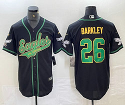 Nike Philadelphia Eagles #26 Saquon Barkley Black Joint Gold Name Authentic Stitched baseball jersey