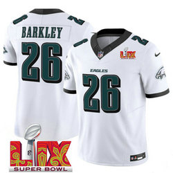 Nike Philadelphia Eagles #26 Saquon Barkley White 24-25 Super Bowl LIX Football Jersey