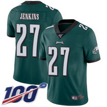 Nike Philadelphia Eagles #27 Malcolm Jenkins With NFL 100th Season Patch Green Vapor Untouchable Authentic Stitched NFL Jersey