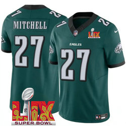 Nike Philadelphia Eagles #27 Quinyon Mitchell Green 24-25 Super Bowl LIX Football Jersey