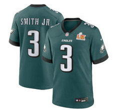 Nike Philadelphia Eagles #3 Nolan Smith JR Green Super Bowl LIX patch Stitched Football Jersey