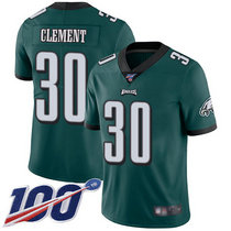 Nike Philadelphia Eagles #30 Corey Clement With NFL 100th Season Green Limited Vapor Untouchable Authentic stitched NFL jersey