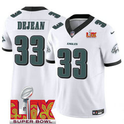 Nike Philadelphia Eagles #33 Cooper DeJean White 24-25 Super Bowl LIX Football Jersey