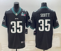 Nike Philadelphia Eagles #35 Boston Scott Black Super Bowl LVII Patch Authentic stitched NFL jersey