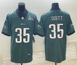 Nike Philadelphia Eagles #35 Boston Scott Green Super Bowl LVII Patch Authentic stitched NFL jersey