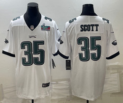 Nike Philadelphia Eagles #35 Boston Scott White Super Bowl LVII Patch Authentic stitched NFL jersey