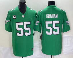 Nike Philadelphia Eagles #55 Brandon Graham Green Throwback C patch 2023 F.U.S.E. Authentic stitched NFL jersey