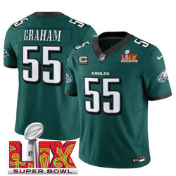 Nike Philadelphia Eagles #55 Brandon Graham Green 24-25 Super Bowl LIX C patch Jersey