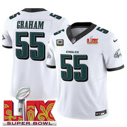 Nike Philadelphia Eagles #55 Brandon Graham White 24-25 Super Bowl LIX C patch Jersey