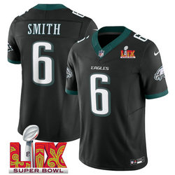 Nike Philadelphia Eagles #6 DeVonta Smith Black 24-25 Super Bowl LIX Football Jersey