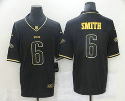 Nike Philadelphia Eagles #6 DeVonta Smith Black Gold Authentic Stitched NFL Jersey