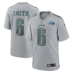 Nike Philadelphia Eagles #6 DeVonta Smith Gray Super Bowl LVII Patch Authentic stitched NFL jersey