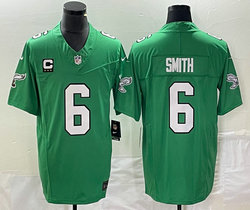 Nike Philadelphia Eagles #6 DeVonta Smith Green Throwback C patch 2023 F.U.S.E. Authentic stitched NFL jersey