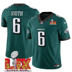 Nike Philadelphia Eagles #6 DeVonta Smith Green 24-25 Super Bowl LIX Football Jersey