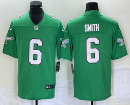 Nike Philadelphia Eagles #6 DeVonta Smith Green Throwback Authentic stitched NFL jersey