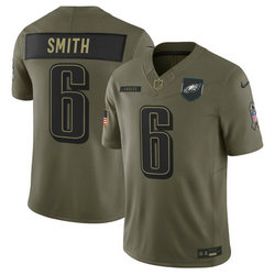 Nike Philadelphia Eagles #6 DeVonta Smith Olive 2025 Salute To Service Stitched Football Jersey