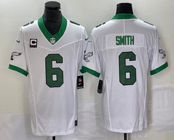 Nike Philadelphia Eagles #6 DeVonta Smith White Throwback C patch 2023 F.U.S.E. Authentic stitched NFL jersey